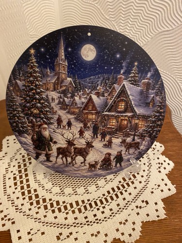 Xmas village scene metal - scene, metal/plate