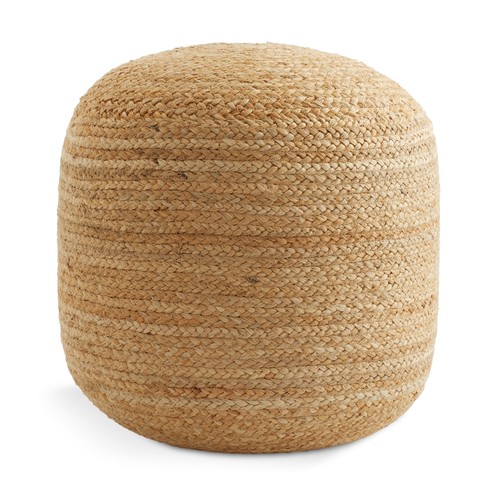 Hand braided round jute pouf - hand-braided,