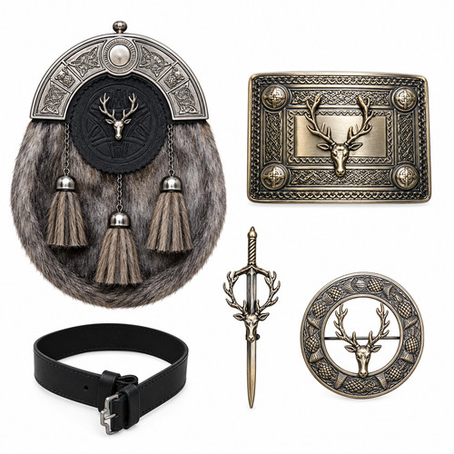 Scottish stag head - scottish, set