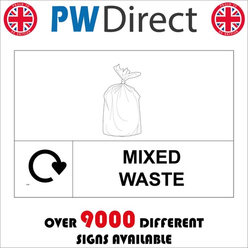Sign mixed waste recycling - sign,