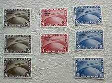 Zeppelin Airmail Stamps Set of