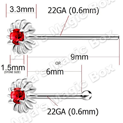 3mm flower nose stud - 3mm,