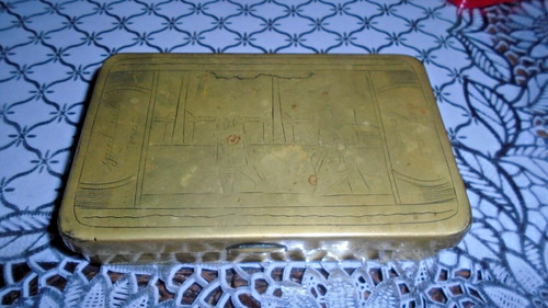 Antique dutch brass tobacco - dutch,brass,
