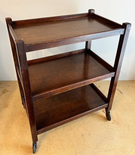 Vintage oak tea trolley - oak,