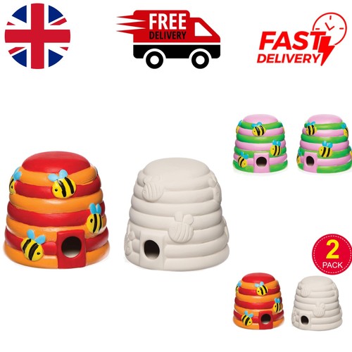 Paintable ceramic bee house - bee,