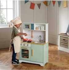 Kitchen Corner Wooden Play Kitchen Set Kids Pretend Cooking Toy with Accessories