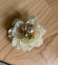 Cream Ivory Pearl beaded sparkle stones flower shape brooch - Marks Spencer