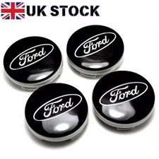 4x BLACK FORD CENTRE CAPS 54MM