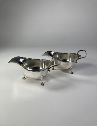 Pair asprey silver sauce - of,