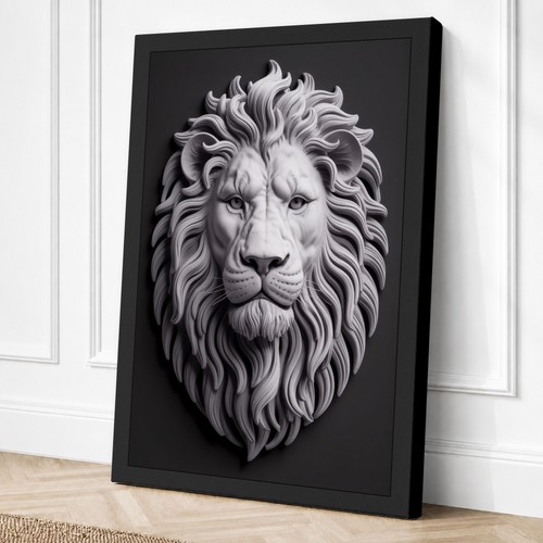 Stone lion head classical - stone,