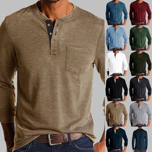 Mens long sleeve henley - long,