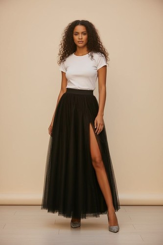 Black maxi tulle - tulle, with