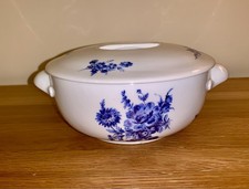 Apilco France Porcelain White w/ Blue Floral Lidded  Casserole 16cm x 20cm x 7cm