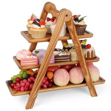 Polegas Wooden 3 Tier Cake Stand Pine, Tiered Cake Stand for Serving Food