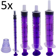 5 PACK 1ml 3ml 5ml 10ml Oral Medicine Dose Dispenser Syringe & Bottle Adaptor