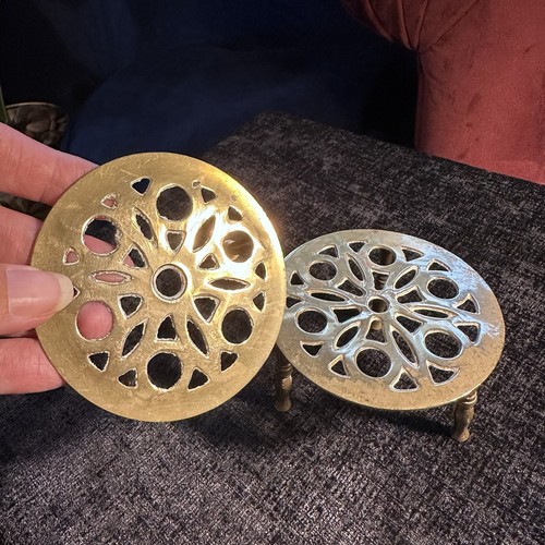 Vintage brass trivet stands - trivet,