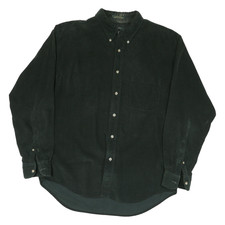 CLUB ROOM Mens Black Plain Cotton Blend Shirt L Button Down Collar Casual