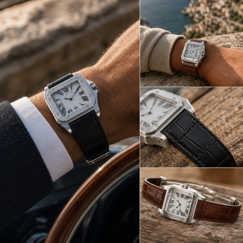Cowhide leather watch strap - cowhide,