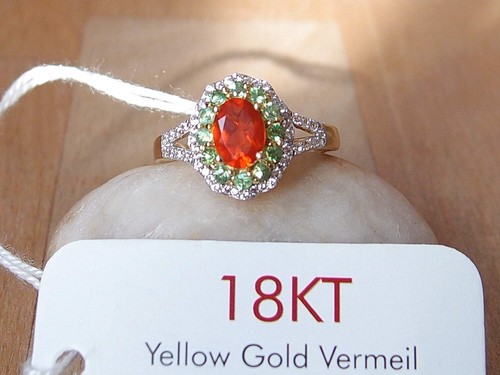 Crimson fire opal - crimson, tsavorite