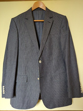 Blue jacket, striped, 100%