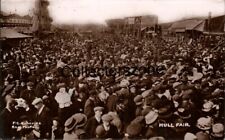 1912 Hull Fair Crowds At Side Show Stalls Real Photo Postcard posted RefV004