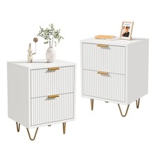 2PCS White Bedside Table 2