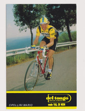 CYCLING cycling card MARIO CIPOLLINI team DEL TONGO apple VAL DI NON 1989