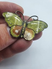 Vintage Silver Enamel Butterfly Brooch