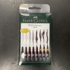 Faber-Castell Artist Pen Set - Pack of 8 Pitt Artist Pens Black - Free Postage