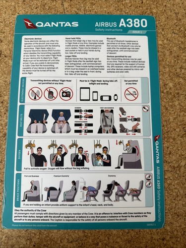 Qantas a380 safety card - qantas, issue