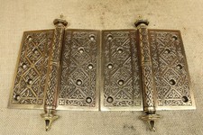 2 Old Door Hinges Brass Fancy