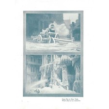NEW YORK Weird Ice Formations after the Great Fire - Antique Print 1912