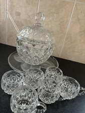 Waterford Crystal Punch Bowl and Lid 6 Glasses Excellent Condition