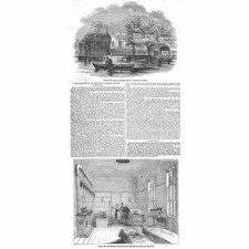 LONDON Receiving House of the Royal Humane Society Hyde Park-Antique Print 1844