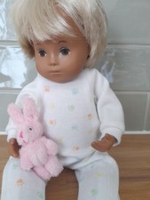 VINTAGE ORIGINAL BLONDE BABY SASHA DOLL COMPLETE WITH OUTFIT+ BUNNY