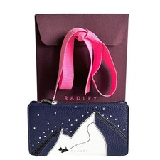 RADLEY Purse Blue Leather Medium Coin Card Wallet -Gift Bag - Mountain Wanderer
