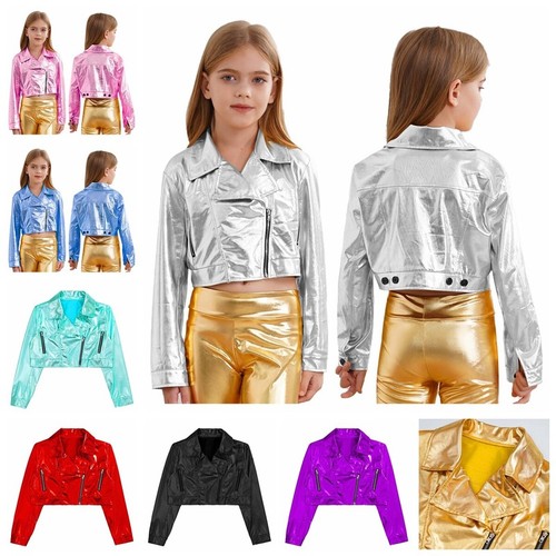 Girls metallic biker jacket - metallic,