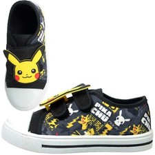 BOYS OFFICIAL POKEMON PIKACHU CHARACTER BLACK CASUAL TRAINERS SHOES UK SIZE 10-2