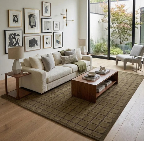 Hand tufted olive - hand-tufted,