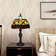 Tiffany-Style Table Lamp Handcrafted Art Bedside Light Desk Lamps Stained Glass