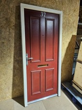 Solid Wooden Heavy Duty Front Door Brown - Frame 1965mm x 885mm - Free Delivery