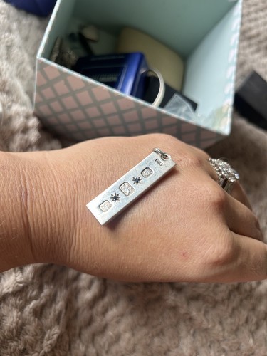 Silver vintage ingot with blue - with,