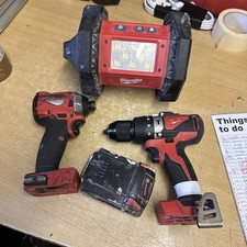 Milwaukee M18 Fuel Combi Drill , Impact Driver & Area Light , One Battery 5.0ah