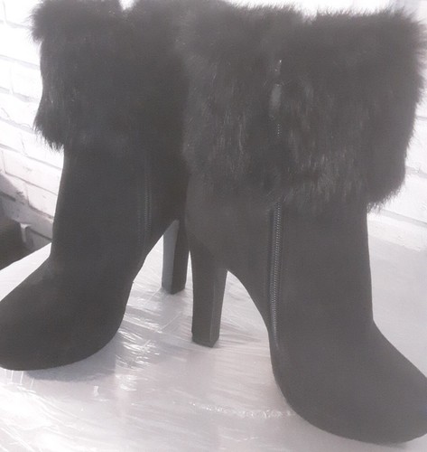 Ladies black platform - ladies, fur