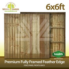 6x6 Heavy Duty Fully Framed Pressure Treated Tanalised Feather Edge Fence Panel