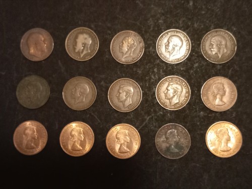 Old one penny coins - old,