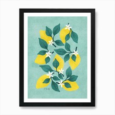 Lemon Blossom on Duck Egg Blue