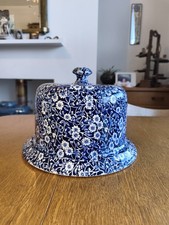 LARGE Burleigh Calico Staffordshire Cheese Dome Cheese Dish RARE!