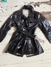 Girls Kids Burberry Trench Coat / Rain Mac. Shiny Black Burberry Check Age 4 VGC