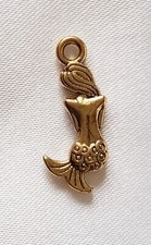 Mermaid ~ Small Pendant / Charm ~ Gold Tone Metal ~ 1.7cm height